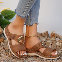 Casual Slip-on Stitching Metal Buckle Sandals Women's Shoes
