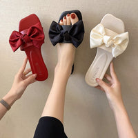 Fashion Personality Flat Bowknot Slippers For Women