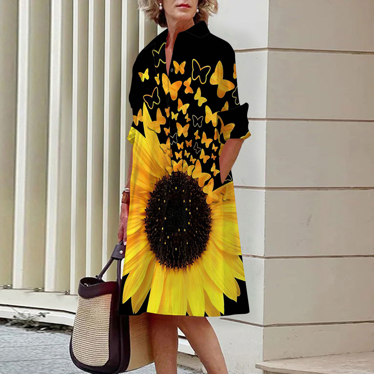 Floral Print Shirt Dress For Women Dress Autumn