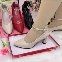 Ankle-strap Buckle Rhinestone Soft Bottom Chunky Heel High Heels