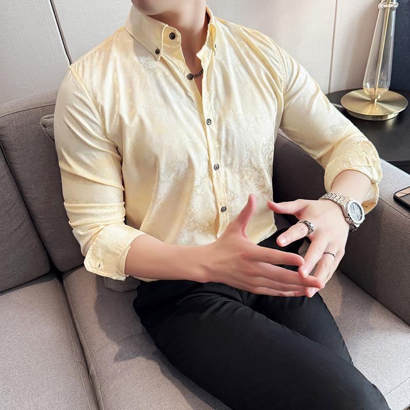 Trendy Tie-dye Printed Shirt Men's Long Sleeve Spring Slim-fitting