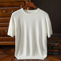 Men's Short-sleeved T-shirt Korean-style Trendy Round Neck Half-sleeve Sweater