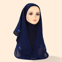 Women's Embroidered Lace Double-layer Chiffon Beading Cap