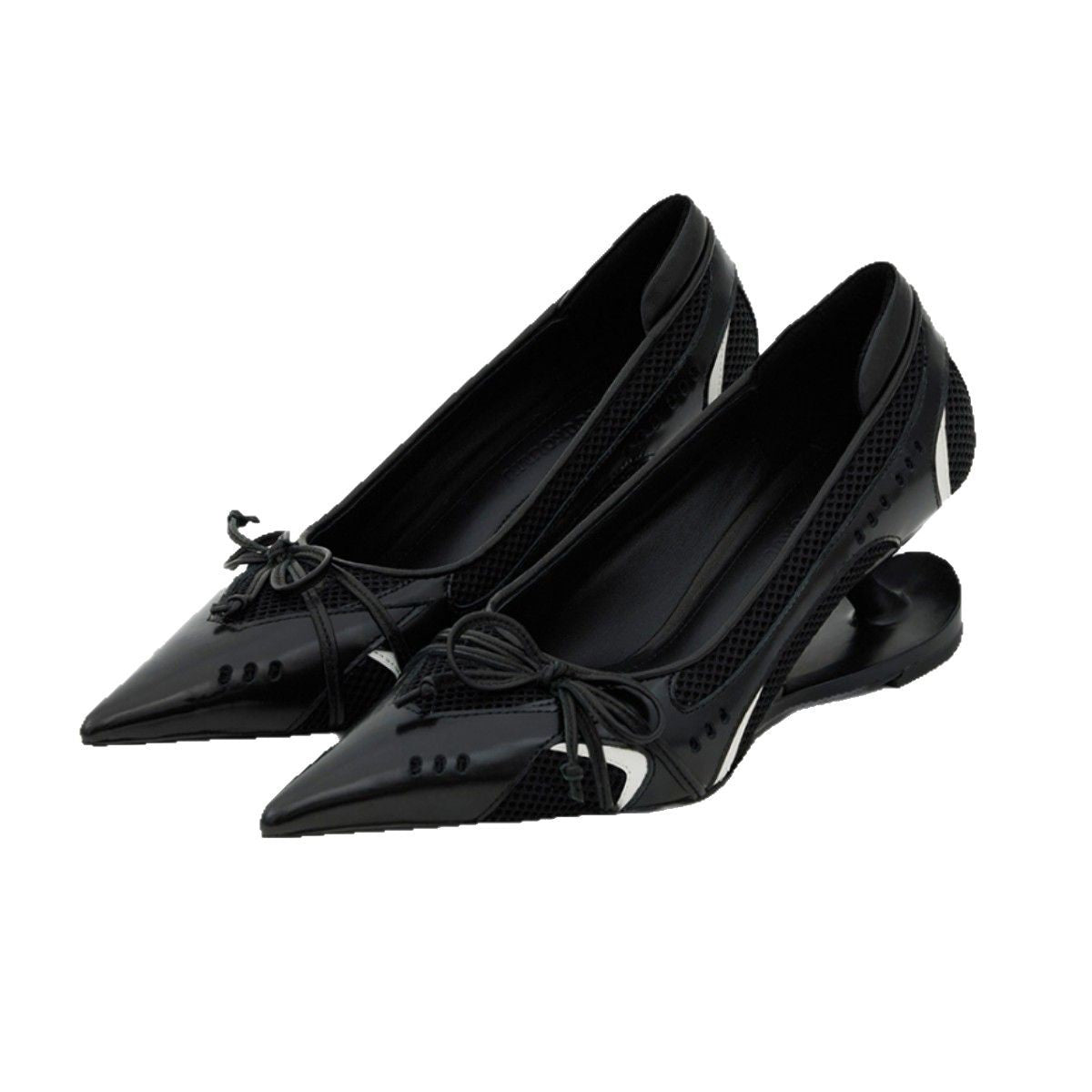 Retro Racing Shoes Suspension Profiled Heel Pointed Low-cut High Heels