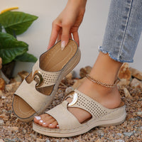 Casual Slip-on Stitching Metal Buckle Sandals Women's Shoes