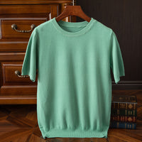 Men's Short-sleeved T-shirt Korean-style Trendy Round Neck Half-sleeve Sweater