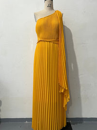 Fashion Diagonal Collar Raglan Sleeve Cinched Waist Slim-fit Long Dress