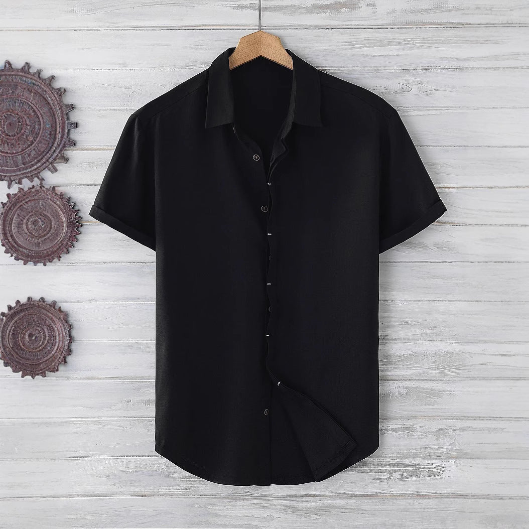 Men's Short Sleeve Loose Solid Color Shirt