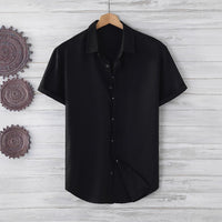 Men's Short Sleeve Loose Solid Color Shirt