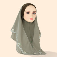 Women's Embroidered Lace Double-layer Chiffon Beading Cap