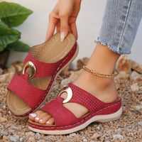 Casual Slip-on Stitching Metal Buckle Sandals Women's Shoes
