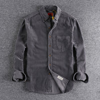 Retro Trendy Sleeve Color Matching Men's Corduroy Long Sleeve Shirt