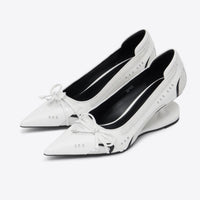 Retro Racing Shoes Suspension Profiled Heel Pointed Low-cut High Heels