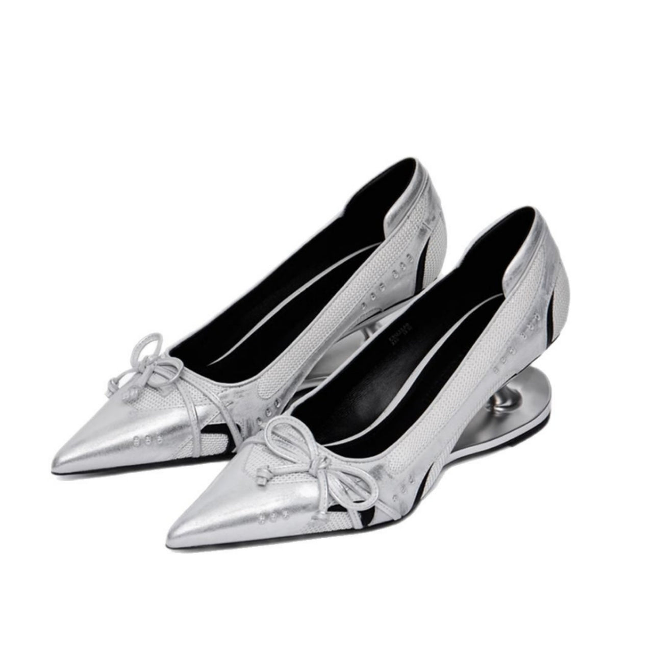 Retro Racing Shoes Suspension Profiled Heel Pointed Low-cut High Heels