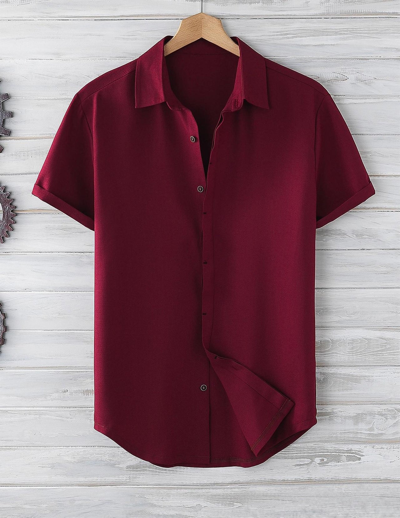 Men's Short Sleeve Loose Solid Color Shirt