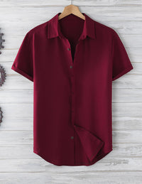 Men's Short Sleeve Loose Solid Color Shirt