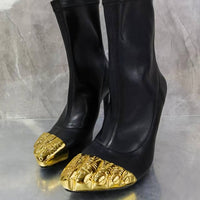 Fashionable Golden Thumb Toe Cap High Heel Slipper