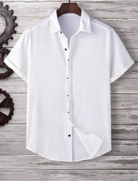 Men's Short Sleeve Loose Solid Color Shirt