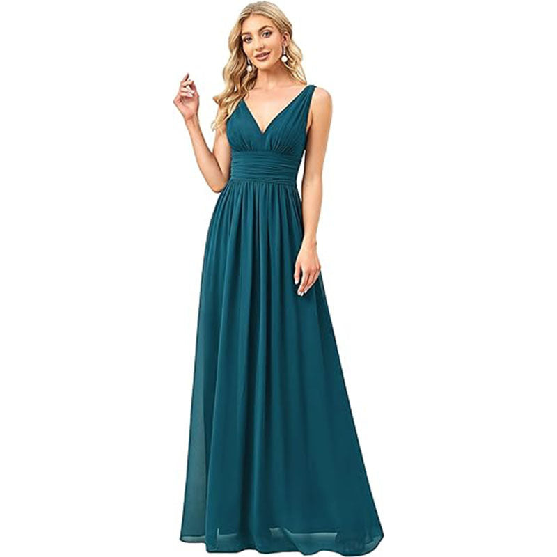 Evening Gown Plus And Extra Size Deep V-neck Dress