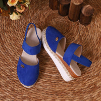 Wedge Lightweight Hemp Rope Braided Closed Toe Elastic Band Women's Shoes