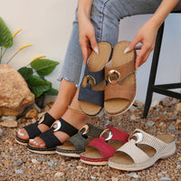 Casual Slip-on Stitching Metal Buckle Sandals Women's Shoes