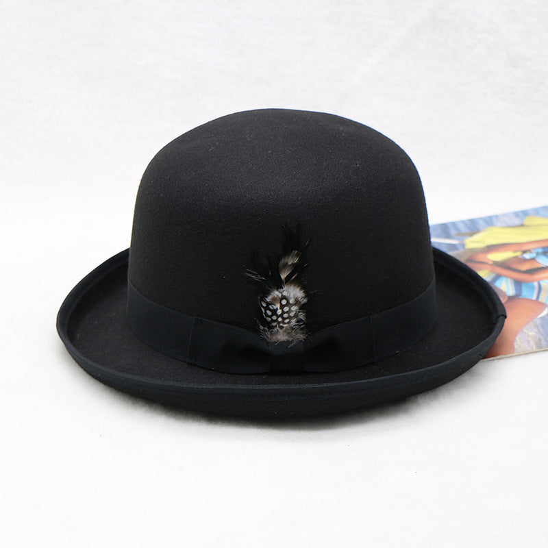 Elegant Bow Curling Woolen British Vintage Top Bucket Hat