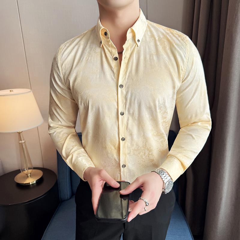 Trendy Tie-dye Printed Shirt Men's Long Sleeve Spring Slim-fitting