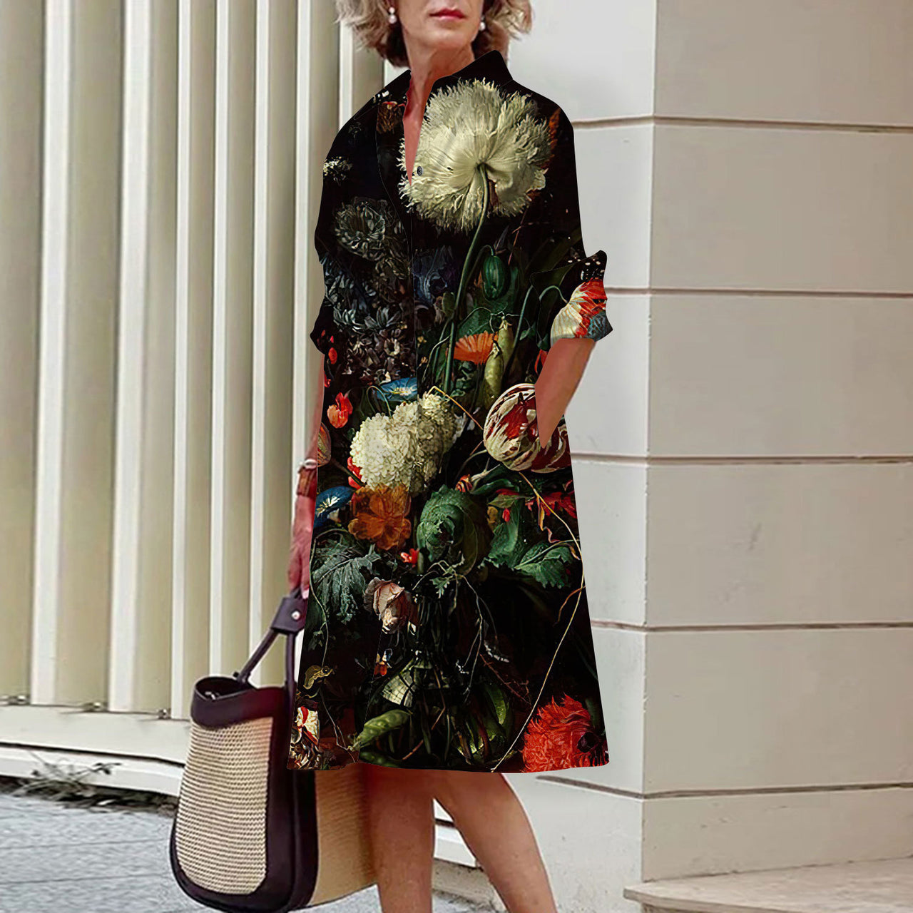 Floral Print Shirt Dress For Women Dress Autumn