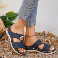 Casual Slip-on Stitching Metal Buckle Sandals Women's Shoes
