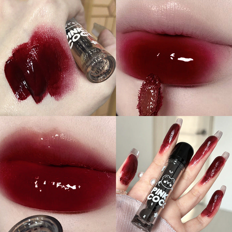 Little Bear Dudu No Stain On Cup Water Light Mirror Lip Lacquer