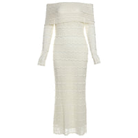 Amazon New Fashionable Elegant Socialite Style Off-shoulder Lace Dress Women