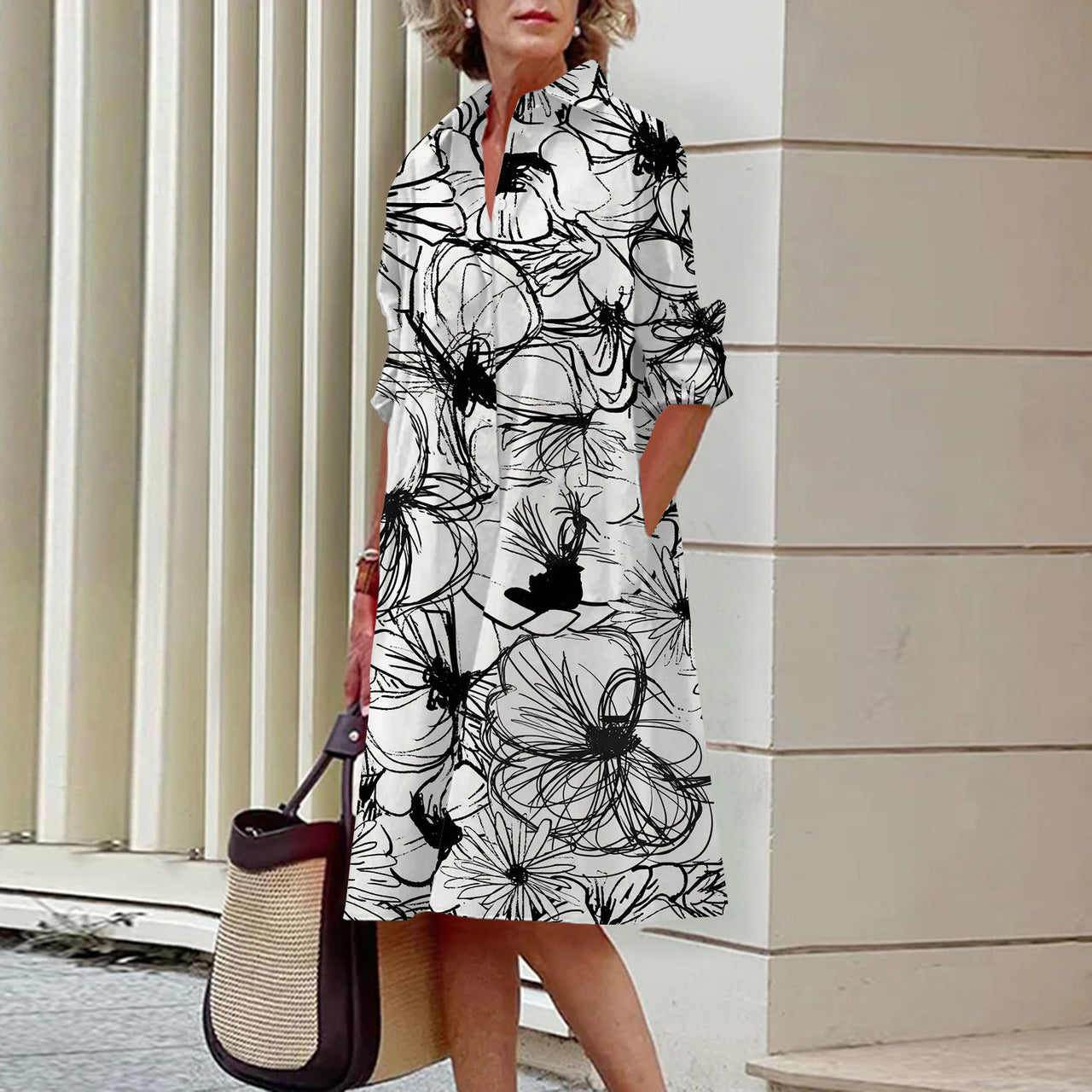 Floral Print Shirt Dress For Women Dress Autumn