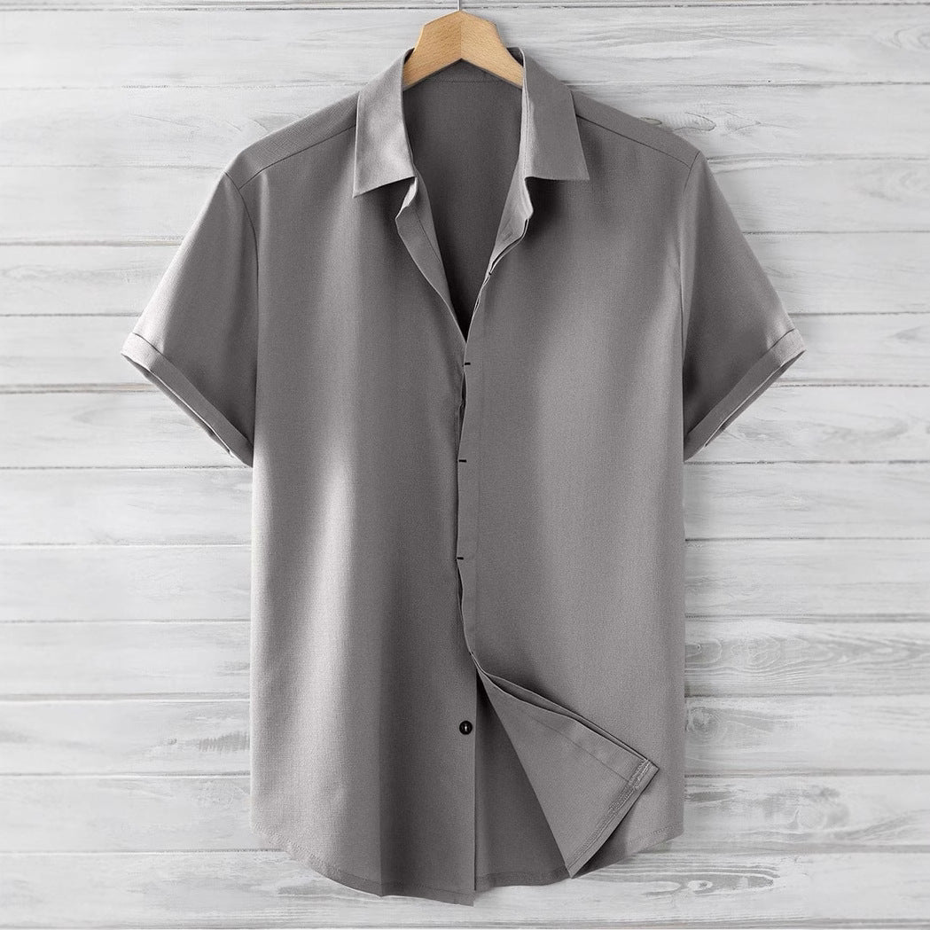 Men's Short Sleeve Loose Solid Color Shirt
