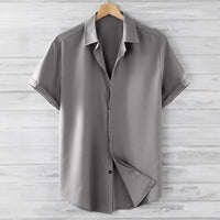 Men's Short Sleeve Loose Solid Color Shirt