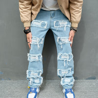 Men's Jeans Worn Stretch Slim Fit