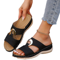 Casual Slip-on Stitching Metal Buckle Sandals Women's Shoes