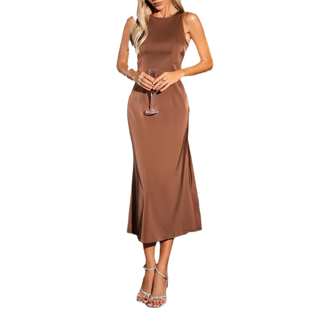 Women's Fashion Graceful Personality Sleeveless Satin Dress