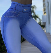 High Waist Camouflage Slim Fashion Button Stitching Casual Feet Trousers