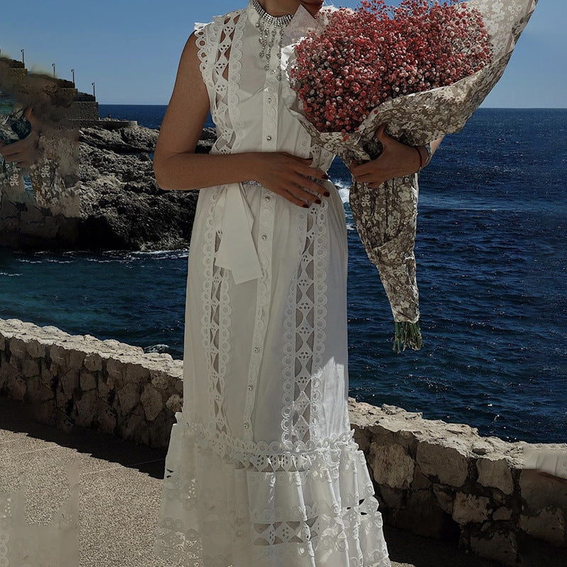 Personality French Embroidery Stitching Dress Women