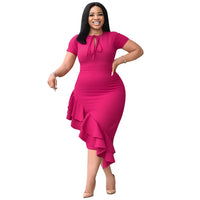 Sexy Casual Tied Lotus Leaf Hem Dress