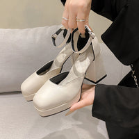 Women's Waterproof Platform Ankle-strap High Heels