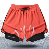 Men's Marathon Track And Field Lining Fake Two Pieces Training Quick-drying Shorts