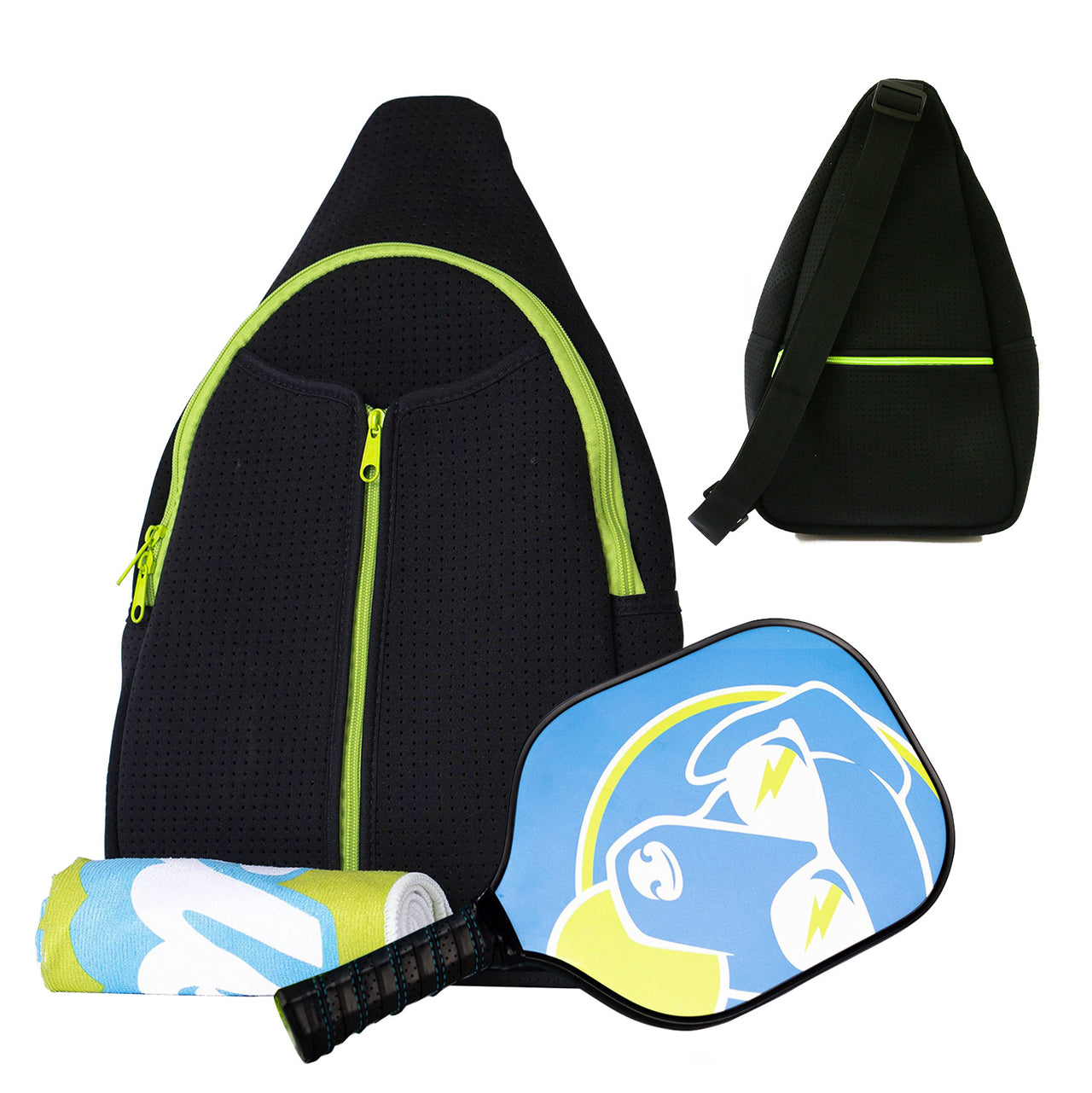 Striped Outdoor Neoprene Travel Portable Crossbody Shoulder Tennis Pack