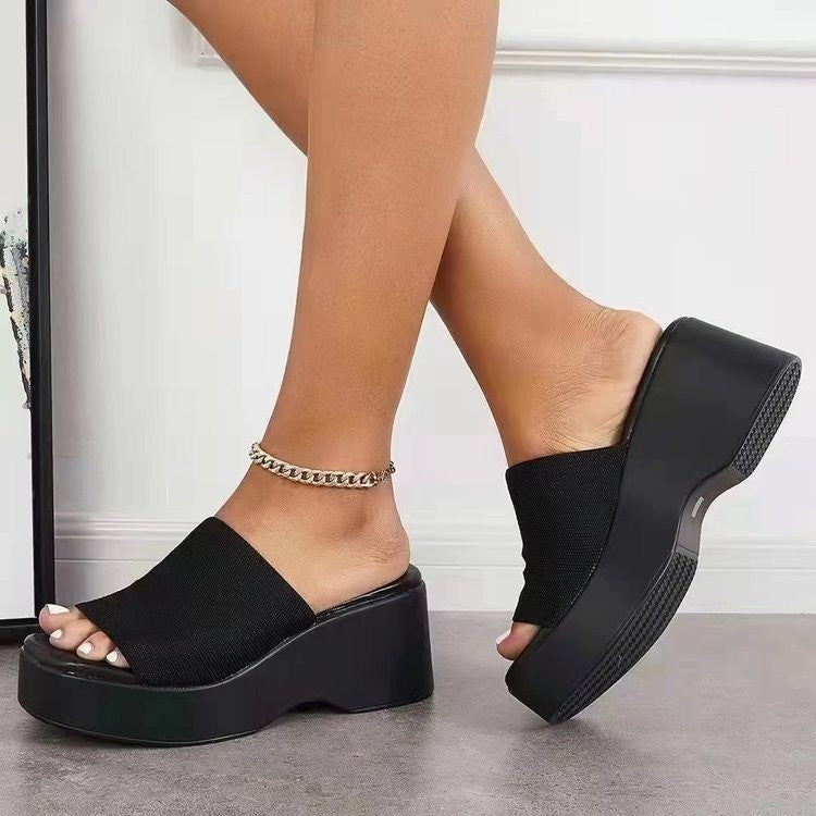 Women's Simple All-match Wedge Platform Slippers