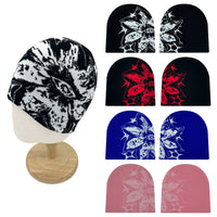 Flowers Print Trendy Versatile Double Layer Knitted Hat