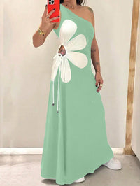 Large Flower Off-the-shoulder Sling Dress