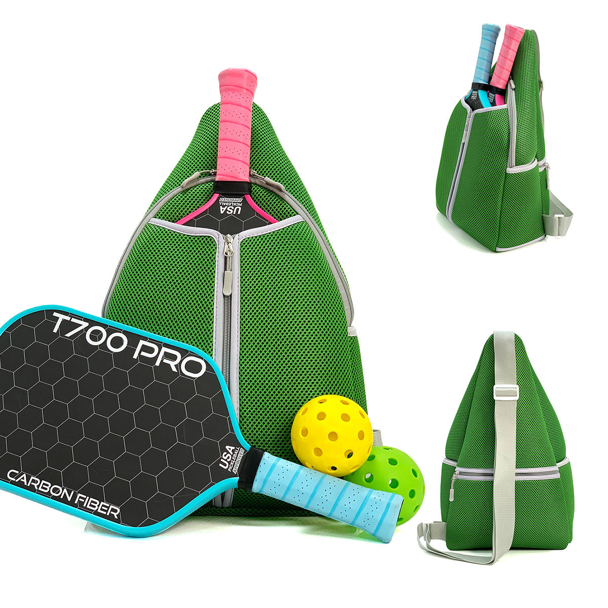 Striped Outdoor Neoprene Travel Portable Crossbody Shoulder Tennis Pack