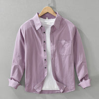 Men's Simplicity Long Sleeve Shirt Casual All-match Literary Loose Top