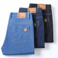 Summer Ultra-thin Tencel Men's Loose Straight Light Blue Thin And Comfortable Jeans