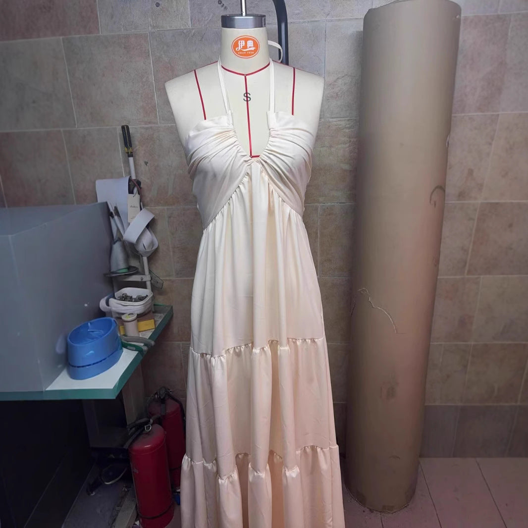 Pure Desire Style Sexy Backless Halter Suspender Skirt Women's Summer